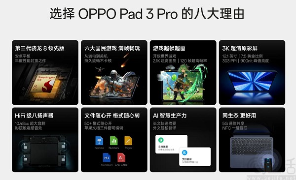 OPPO Pad3 Pro正式发布，搭载骁龙8 Gen3领先版